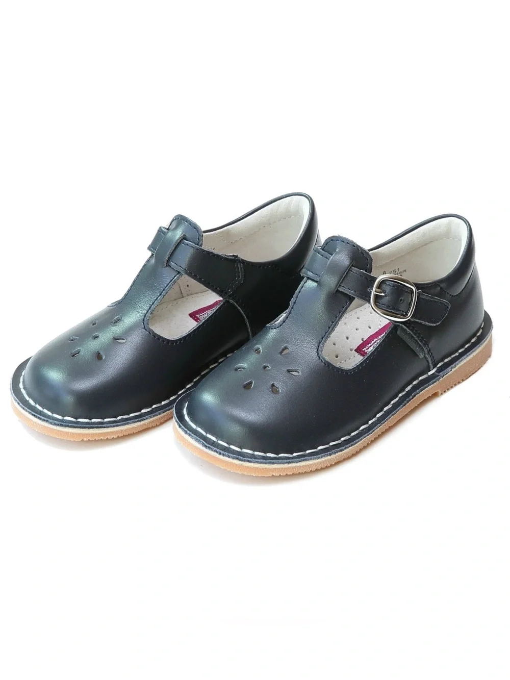 L’Amour Joy Classic Leather T-Strap Mary Jane in Navy Blue Girls sz 10